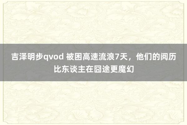 吉泽明步qvod 被困高速流浪7天，他们的阅历比东谈主在囧途更魔幻