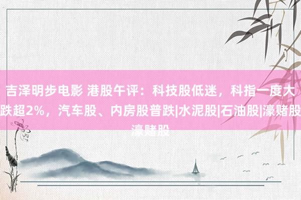 吉泽明步电影 港股午评：科技股低迷，科指一度大跌超2%，汽车股、内房股普跌|水泥股|石油股|濠赌股